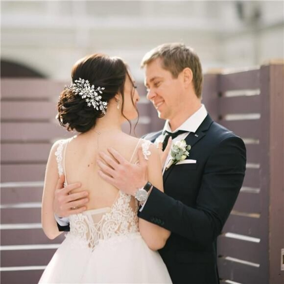 4 Pc Bride Wedding Hair Comb Pearl Flower Hair Piece Rhinestone Silver Hair Clip - Picture 2 of 7